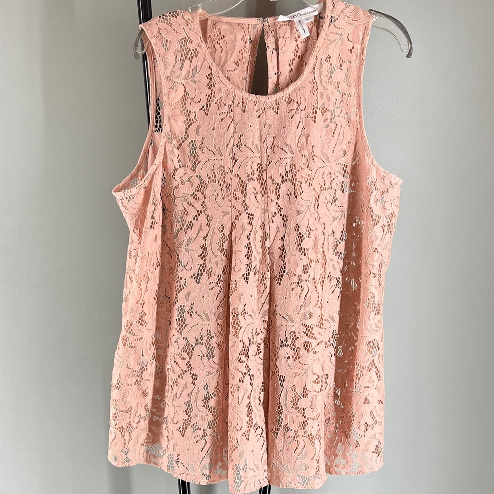 BCBGeneration Blush Peach Lace Sleeveless Camisole